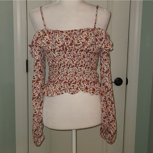 Forever 21 Floral Cold Shoulder Crop Top - Picture 3 of 9